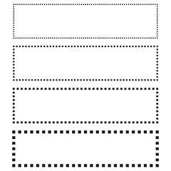 Dotted border frames. Geometric rectangular shapes. Minimalist black design. Simple vector outlines.