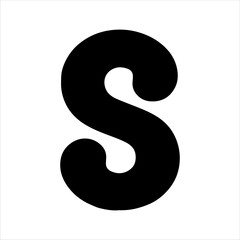 Black letter s vector silhouette isolated on white background. letter s icon illustration design.