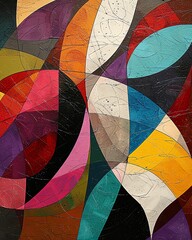 Fototapeta premium Bold Ortega wall art with geometric forms in contrasting colors, Wallart, Striking and contemporary artwork for modern homes