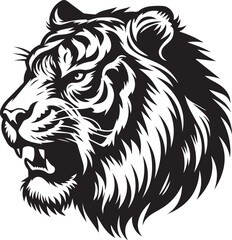 Angry tiger head hand drawn sketch illustration Wild animals