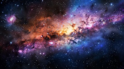 Cosmic imagery with bright stars, distant galaxies, and colorful nebulae, vast space expanse, mesmerizing and awe-inspiring scene