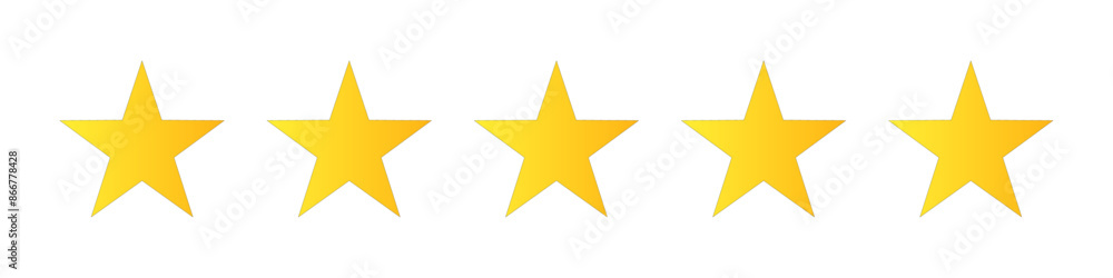 Poster rating symbol set of five pointed yellow golden stars quality rating product or service quality asse