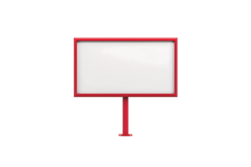 horizontal red signboard isolated on transparent background