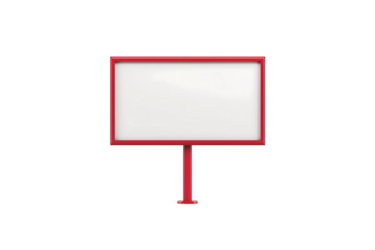 horizontal red signboard isolated on transparent background