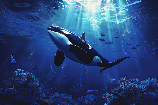 Orka unter Wasser