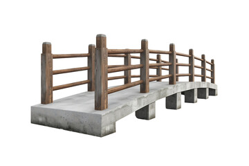 Obraz premium Contemporary concrete bridge with wood fence isolated on transparent background