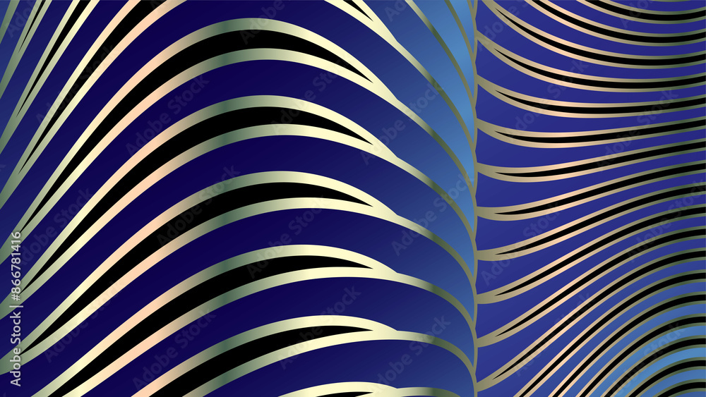 Aufkleber abstract blue background with stripes or wavy lines in a geometric pattern design