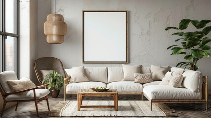 Mockup frame in home interior background, interior design