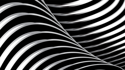Naklejka premium Black and white abstract background with stripes, curves or geometric lines for a modern design
