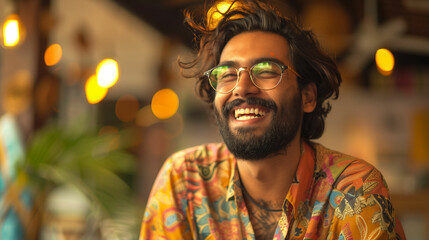 Smiling man with beard and glasses