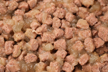 Heap of Wet cat or Dog food close up