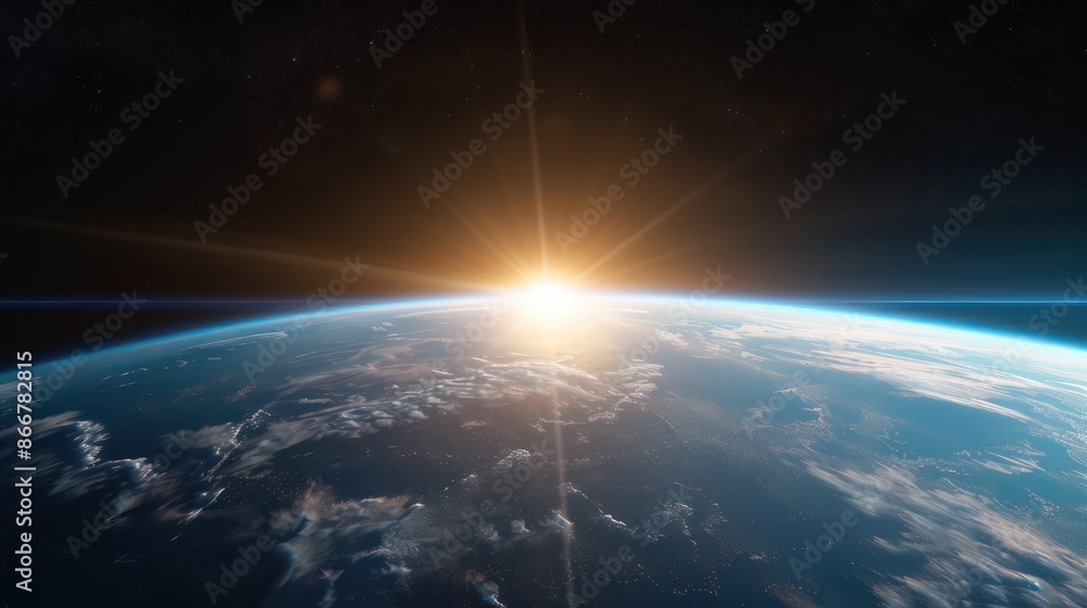 Aufkleber the sun is shining on the surface of the earth, creating a beautiful and serene scene. the blue and 