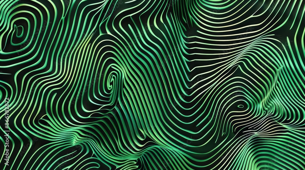 Aufkleber vibrant abstract pattern with green wavy lines for modern tech themes, emphasizing creativity and in
