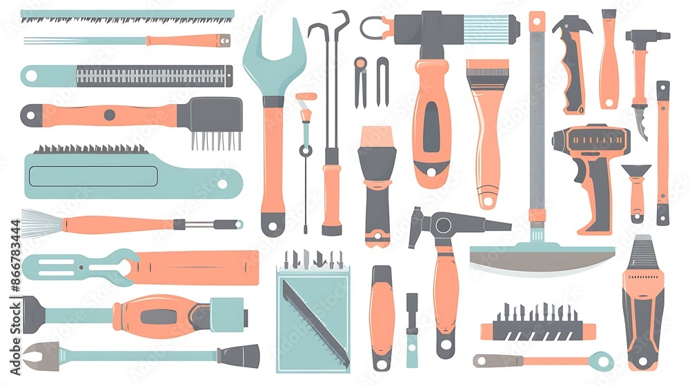 Canvas Prints set of graphic resources for diy projects including tools like hammers saws drills and paint brushes