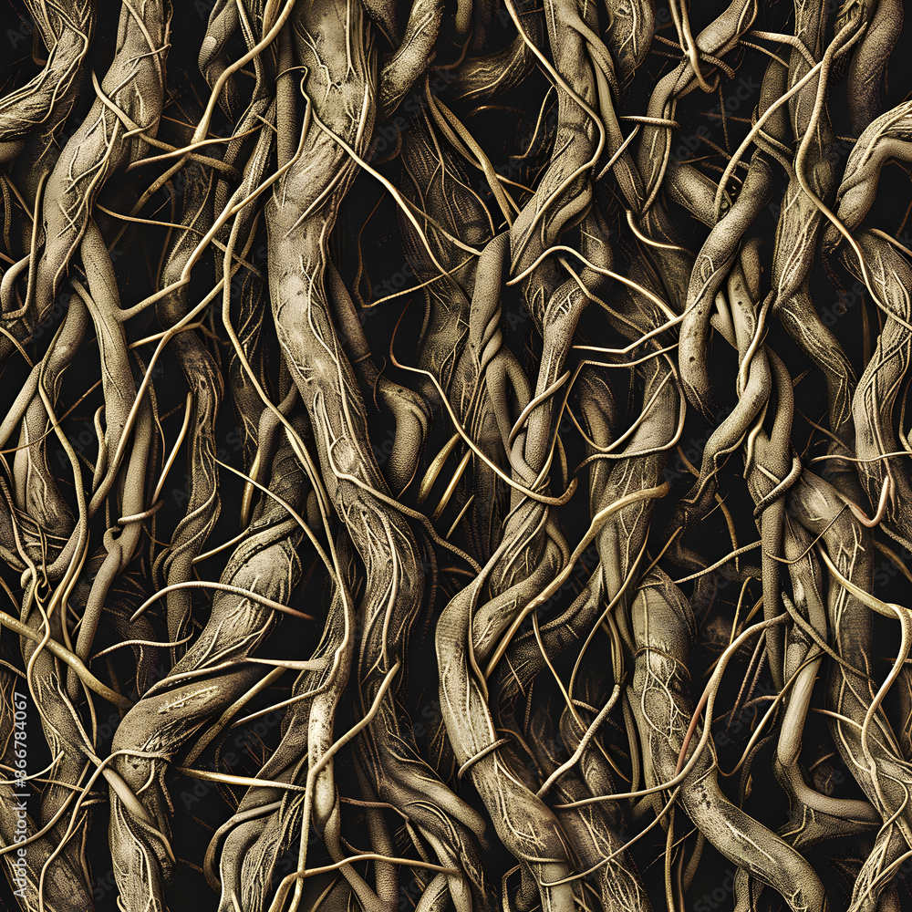 Aufkleber Intricate and captivating pattern formed by a dense network of roots, highlighting nature's beautiful complexity