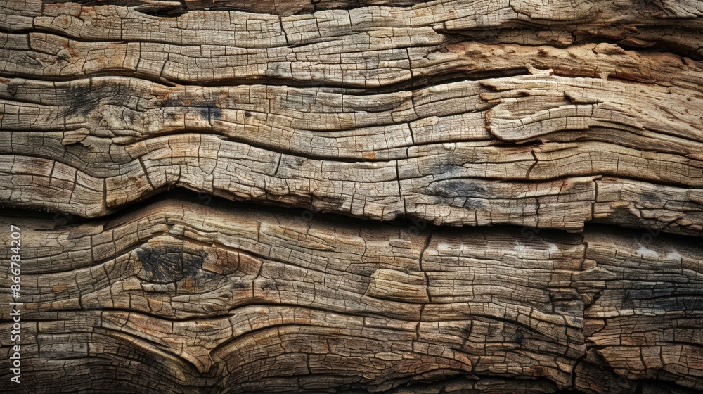 Poster the image is of a piece of wood with many cracks and grooves. generate ai image