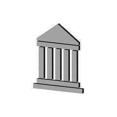 Classical building icon. Grey color scheme. Vector architectural symbol. Clean simple design.