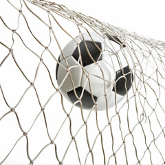 soccer ball in goal net