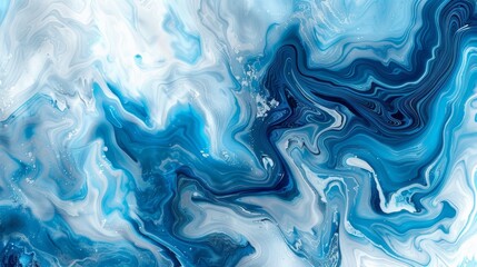 Obraz premium Abstract liquid marble design with blue and white swirls, modern and artistic look, dynamic and fluid