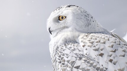 Educational chart on the Snowy Owl Bubo scandiacus detailing its adaptation to Arctic environments hunting techniques and migratory patterns with diagrams of its plumage and camouflage