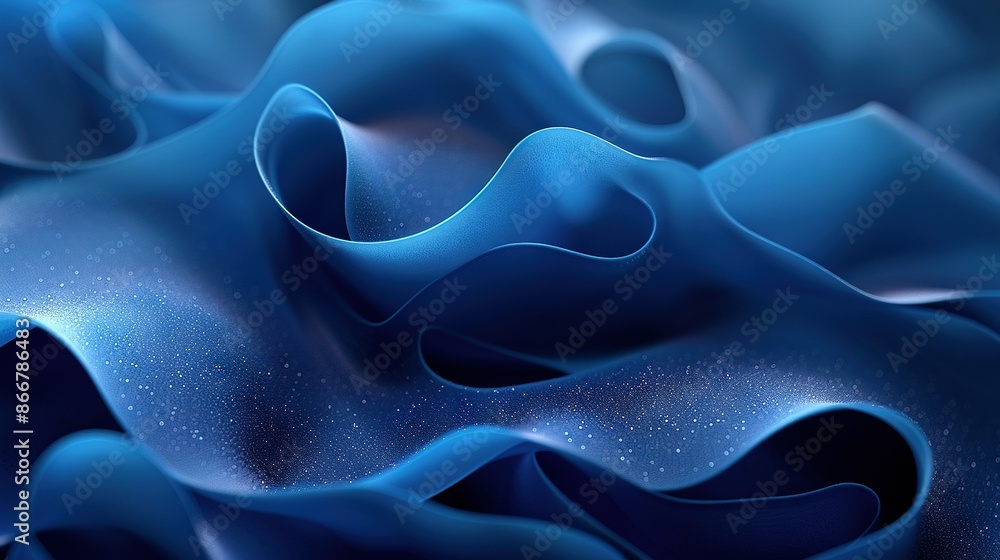 Poster a close-up of blue fabric with many small dots on both the top and bottom