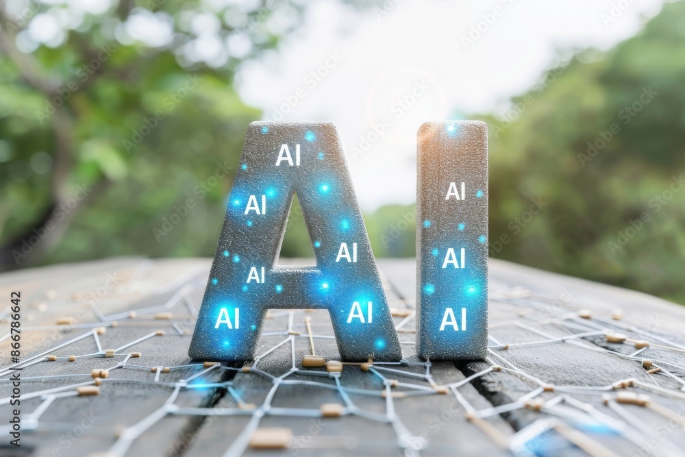 Poster ai powered modern tech display, digital transformation, tech innovation, advanced computing, artific