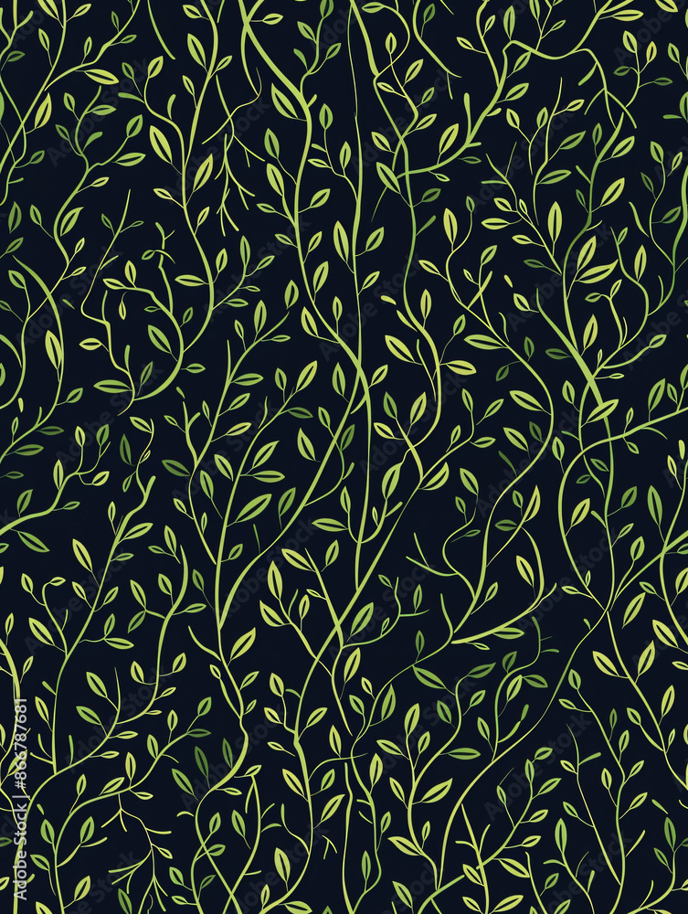 Poster green abstract plant pattern ideal for backgrounds and textile projects, featuring a seamless design