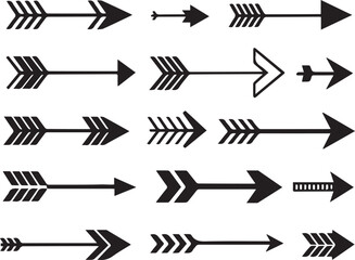 a set of Black arrow vector icon , different type, white background
