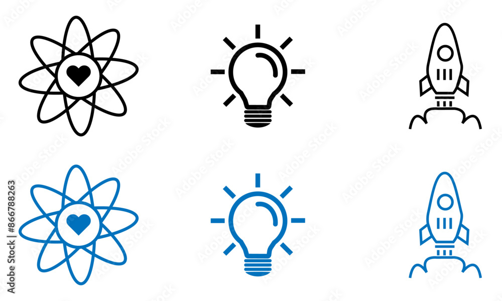 Aufkleber innovation solid web icon set with editable stroke. vector illustration element.