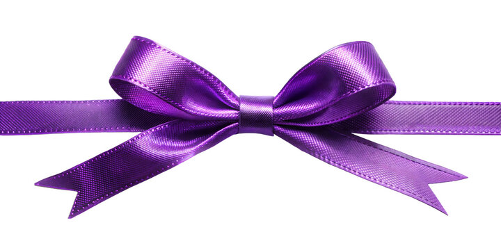 purple bow ribbon isolated on transparent background