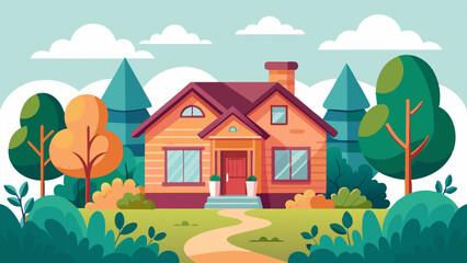 illustration of a house with trees