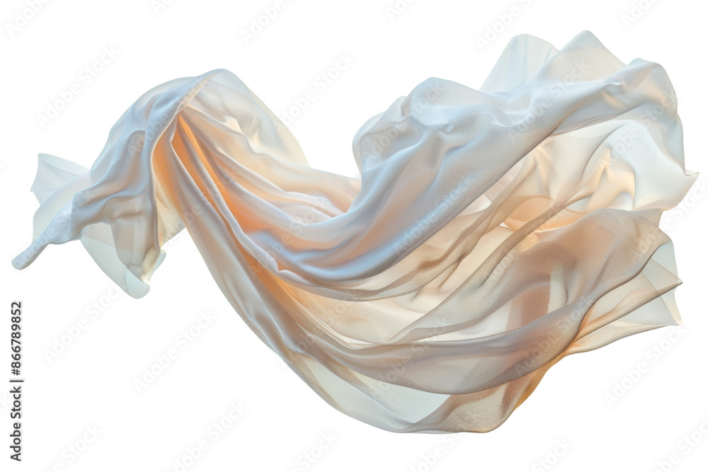 Poster Floating elegant fabric isolated on transparent or white background