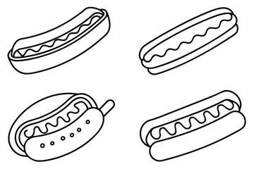 Mustard Hot Dogs Line Art Simple Refined Designs