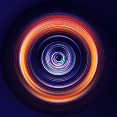 Colorful radial motion effect. Abstract rounded background. Color curves and sphere.