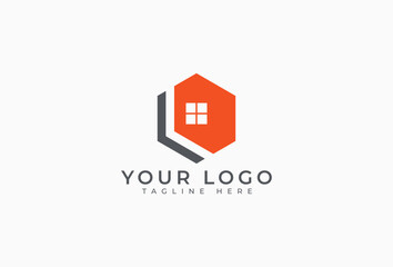 Hexagon Real estate logo design. Modern Minimalist Logotype Concept for Building, Construction, Architecture, Apartment, house, home, residential, property and investment Symbol