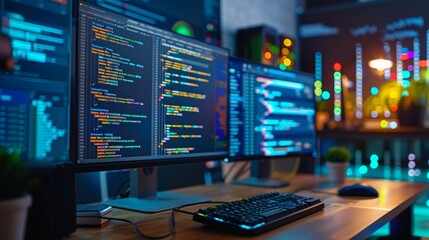 Workspace in a room with a laptop. laptop on a desk in a home office