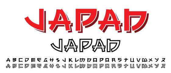 Illustration vector of English alphabet from A to Z in Japanese style 