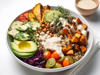Vibrant Buddha Bowl with Avocado, Grilled Veggies, and Quinoa