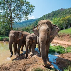 Obraz premium Family of Elephant