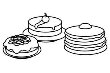 Pancakes Line Art Modern Detailed Elegant Design Illustrations