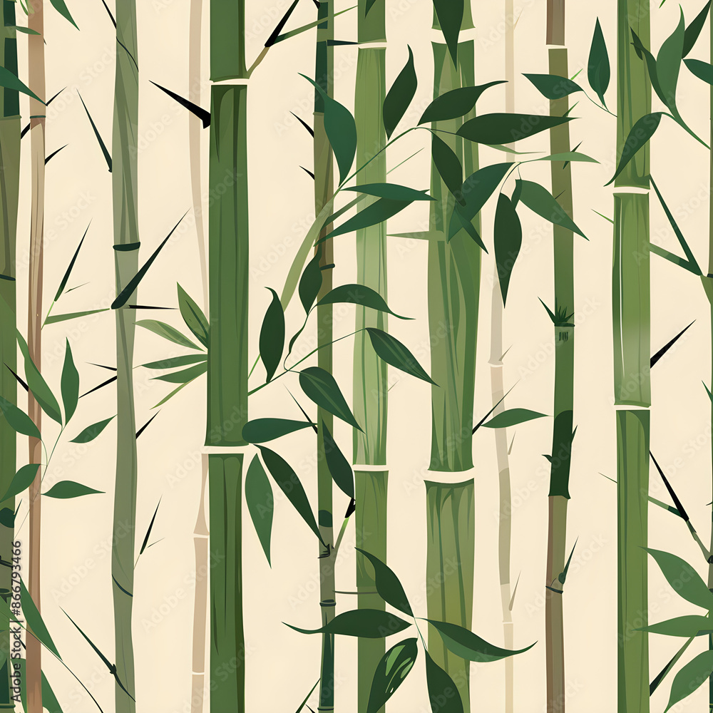 Aufkleber seamless pattern of bamboo shoots and leaves creating a natural background for textile, wrapping, cr