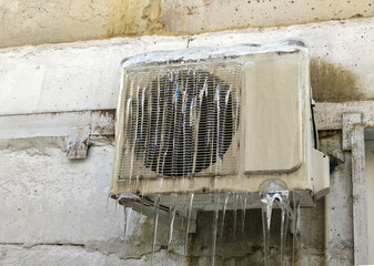 Frozen outdoor air conditioner unit