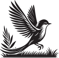 Obraz premium bird silhouette with white background, Vector cartoon illustration in childish style isolated on white background.