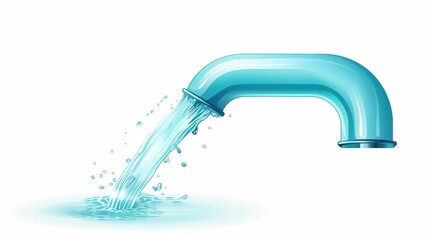Realistic vector illustration of water flowing from faucet icon isolated on white background