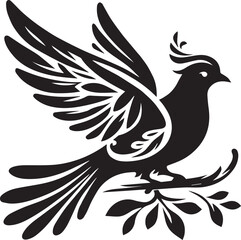 Obraz premium bird silhouette with white background, Vector cartoon illustration in childish style isolated on white background.