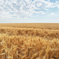 Naklejka premium Wheat field in a misty morning, perfect for agriculture, nature, and farming themes.