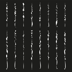 Vertical leaf patterns. White vines on black. Abstract botanical design. Decorative nature elements.