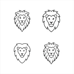 Minimalistic Lion Silhouette Vector Illustration Set for Wildlife Designs