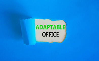 Adaptable office symbol. Concept words Adaptable office on beautiful white paper. Beautiful blue...