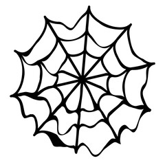 A black spider web with a detailed, intricate pattern